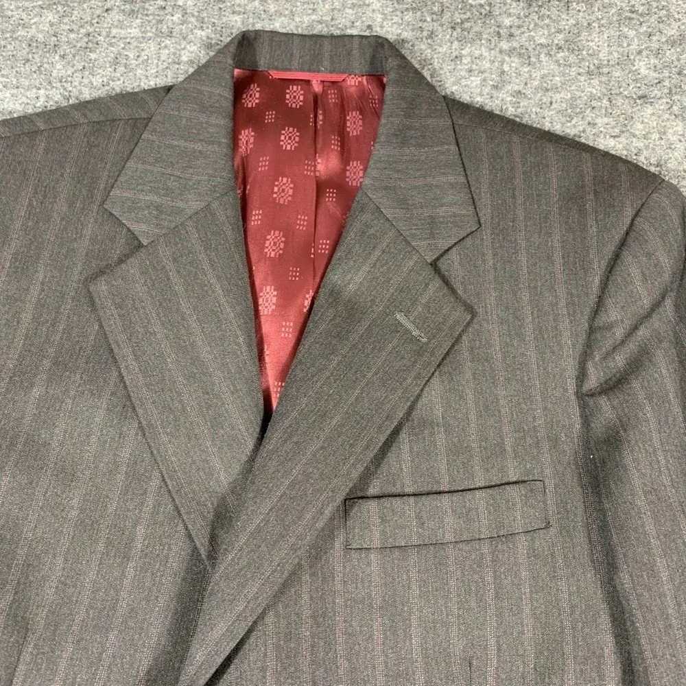 Tom James Innocenti Blazer Mens 42 Gray Striped Lined Hand Tailored Sports‎ Coat